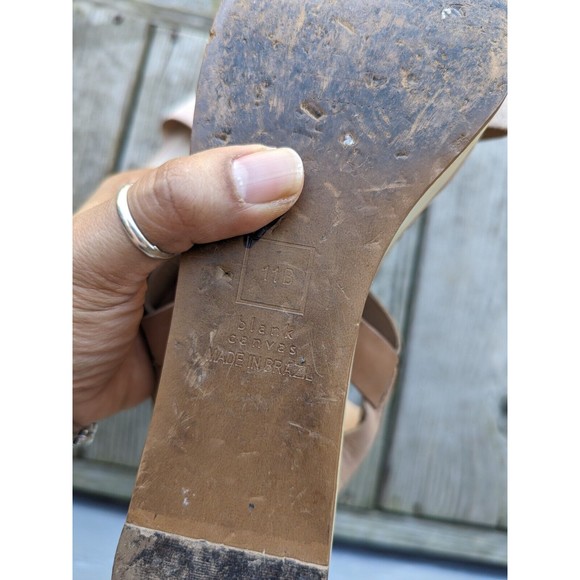 Blank Canvas Made in Brazil Tan Suede Platform Wooden Sandals Women Size 11 - Picture 5 of 8